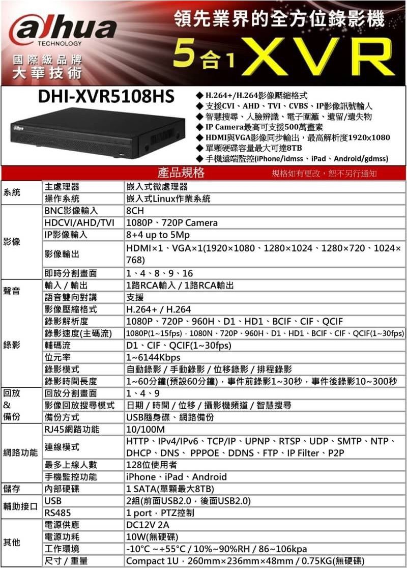 DHI-XVR5108HS